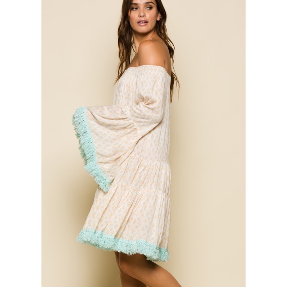 Anthropologie Raga Gold Gypsy Tiered Dress Size Small